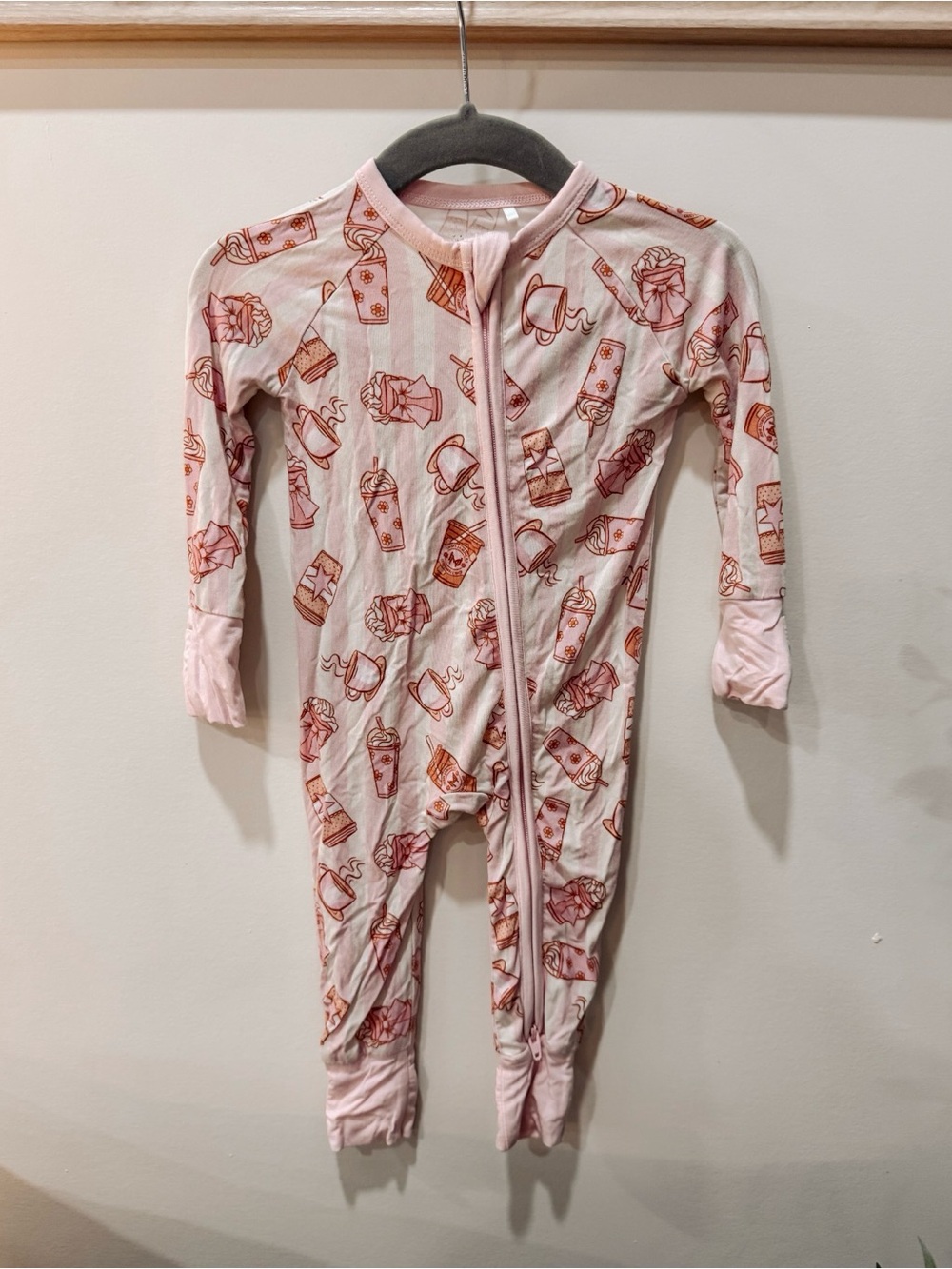 In My Jammers Coffee Print Zip Romper 0-3M